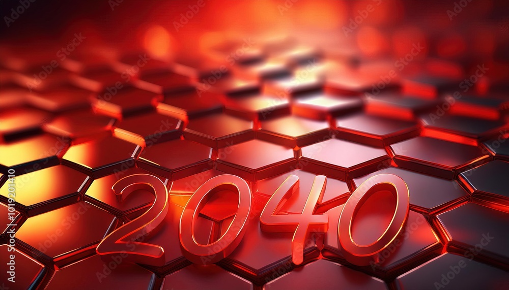 Poster futuristic 2040 design with hexagonal patterns