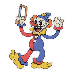 Vector Retro Cartoon Clown Character Illustration Isolated
