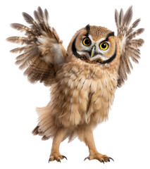 Fototapeta premium PNG Happy smiling dancing owl animal bird beak.