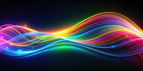 Fototapeta premium Asymmetrical Abstract background with flowing colorful waves of light