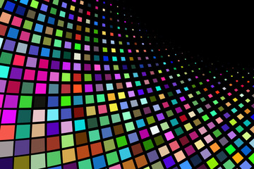 Colorful glowing halftone particles abstract background