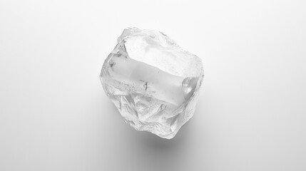 Obraz premium salt concept image: a single salt crystal, top down view, a single salt crystal placed in the center of a white background