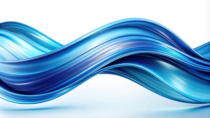 asymmetrical abstract blue wavy shape flowing on white background