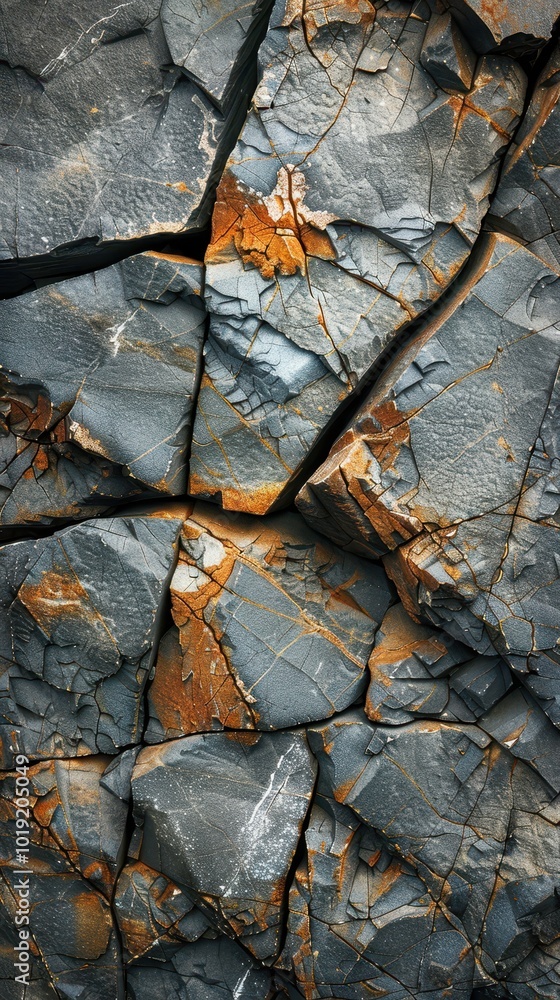 Poster fractured rock patterns showcase unique textures and colors in nature