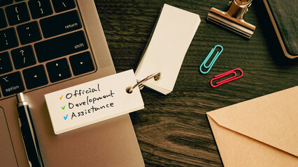 There is word card with the word Official Development Assistance. It is as an eye-catching image.