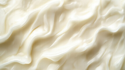 Obraz premium a close-up, top-down view of coconut oil, filling the entire frame with a focus on its creamy, white surface