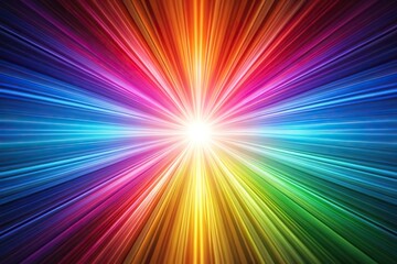 Abstract background with rainbow burst of light radiating outwards resembling a spectrum of colors