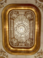 Detail of a golden ceiling, the hall of the National Theater in Belgrade, Serbia