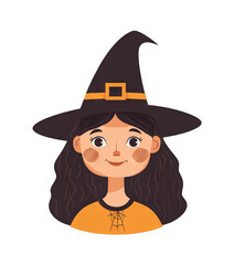 Cute Witch Illustration on Transparent Background | Halloween Design Element Overlays