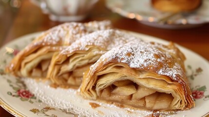 Delicious Apple Pastry with Powdered Sugar Topping