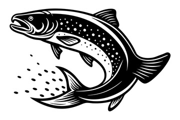  jumping trout with water splash vector art illustration 