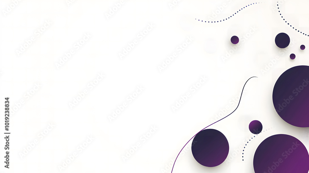 Poster vector graphic of a white blank banner design with purple circles and dark blue strings design, flat
