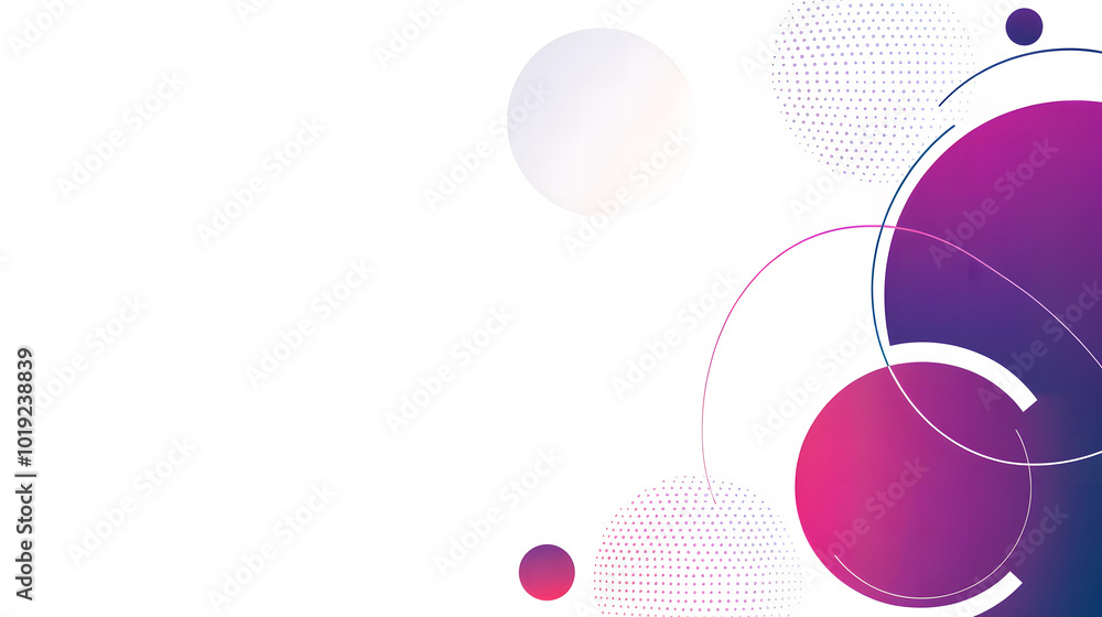 Poster vector graphic of a white blank banner design with purple circles and dark blue strings design, flat