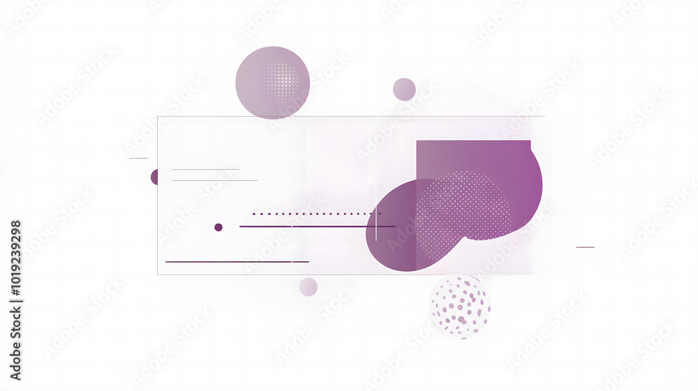 Poster vector graphic of a white blank banner design with purple circles and dark blue strings design, flat