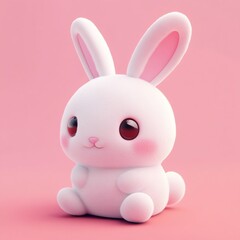 Obraz premium 3D Plush Bunny Icon: Soft and Cuddly Toy for Children