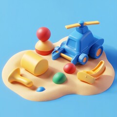 Fototapeta premium 3D Sandbox Toys Icon: Fun Outdoor Play for Kids