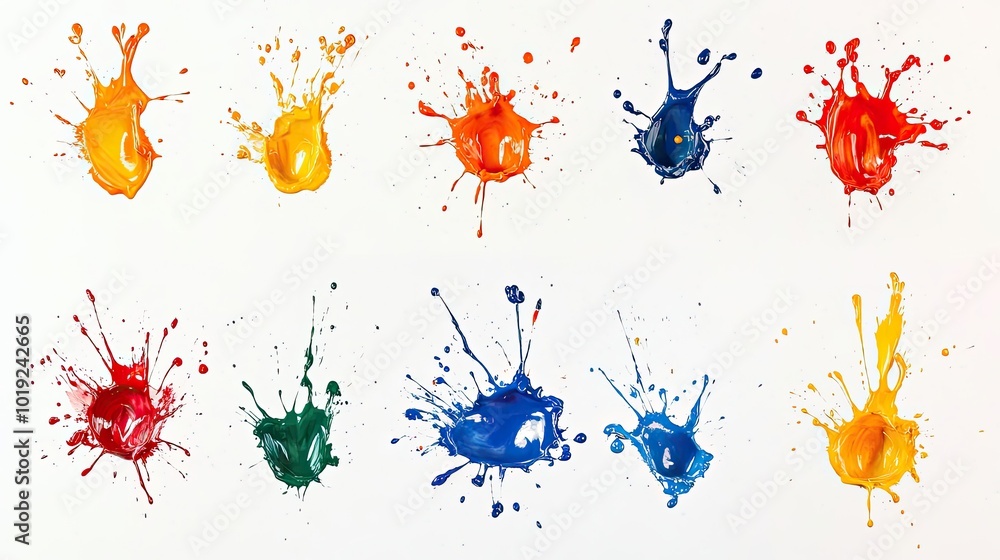 Poster vibrant splashes of colorful paint create an artistic display generative ai