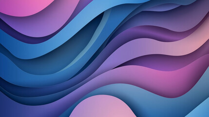 Obraz premium Abstract layered waves in gradient shades of blue, purple, and pink