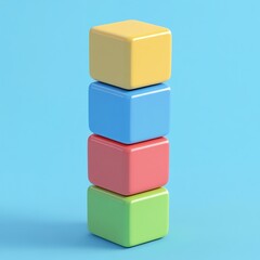 Obraz premium 3D Toy Blocks Tower Icon: Fun and Creative Building Set