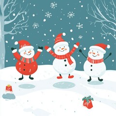 Christmas character playing in snow background