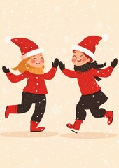 Christmas character playing in snow background