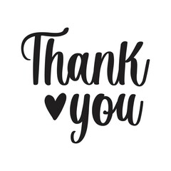 Thank you typography design on plain white transparent isolated background for card, shirt, hoodie, sweatshirt, apparel, tag, mug, icon, poster or badge