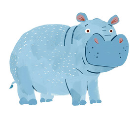 Obraz premium Hippopotamus png cute animal, transparent background