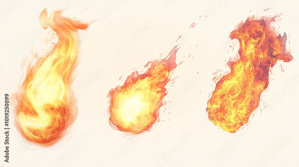 Poster realistic fire flame effects with dynamic movements and bright colors generative ai