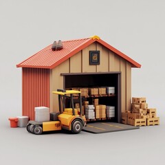3D Warehouse Icon: Storage Facility for Goods and Supplies