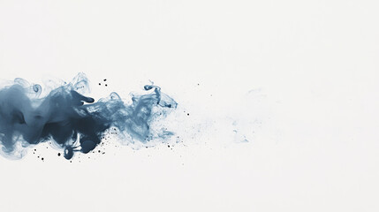 Abstract blue ink swirls on a white background.