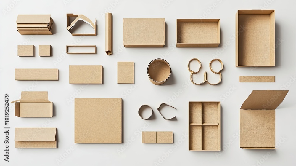 Poster assorted cardboard boxes for shipping and packaging generative ai