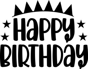 Happy Birthday typography design on plain white transparent isolated background for card, shirt, hoodie, sweatshirt, apparel, tag, mug, icon, poster or badge