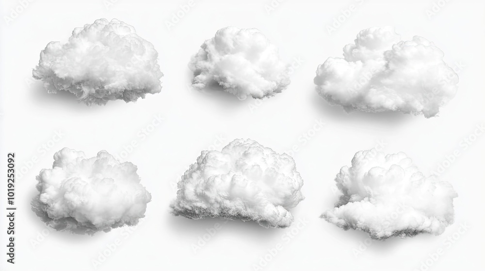 Aufkleber white clouds in various formations against a bright background generative ai