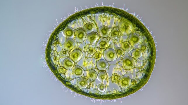 A photomicrograph of a plant protoplast cell isolated for use in a recent cutting-edge biotechnology crispr technology experiment