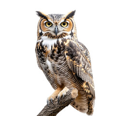 Obraz premium Closeup Wildlife Photo of an Owl Bird in PNG Format, Isolated on a Transparent Background for Creative and Artistic Projects 