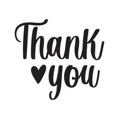 Thank you typography design on plain white transparent isolated background for card, shirt, hoodie, sweatshirt, apparel, tag, mug, icon, poster or badge