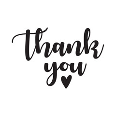 Thank you typography design on plain white transparent isolated background for card, shirt, hoodie, sweatshirt, apparel, tag, mug, icon, poster or badge