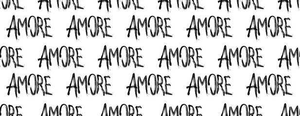 Urban street style, seamless pattern with grungy love text quote 'Amore' © Kolerowa