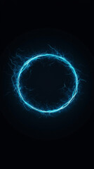 Obraz premium Blue electric circle on a black background.