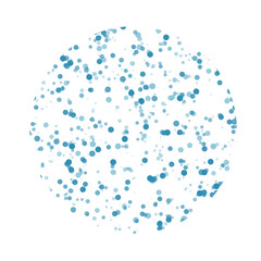 Blue particles on white circle raster illustration