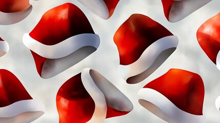 Red and White Santa Hats Pattern Abstract Christmas Background