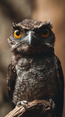 Obraz premium Common Potoo Bird in Nature, Realistic Photo, Pattern Background, Wallpaper, Cover and Screen for Smartphone, PC, Laptop, 9:16 and 16:9 Format