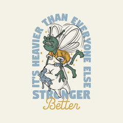 retro cartoon emblem of tooth fairy holding a tooth 