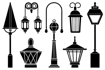 collection lamp cons vector art illustration