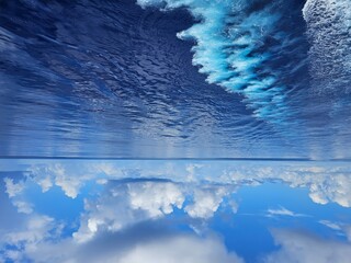 Sky and clouds at the middle of Atlantic Ocean