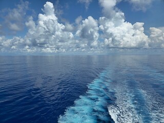 Sky and clouds at the middle of Atlantic Ocean