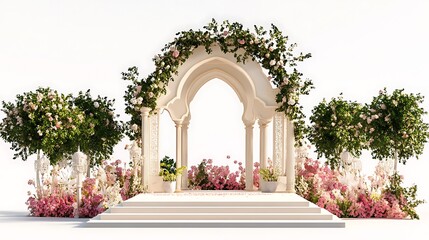 Fototapeta premium Mughal Garden in Spring Bloom, mogul garden illustration art
