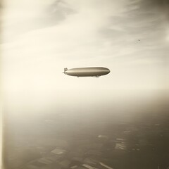 A vintage airship gliding through a serene sky, showcasing early aviation technology.