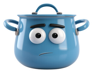 PNG Cooking pot cartoon face white background.