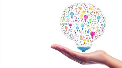 Hand presenting a crowdfunding campaign for a creative project on isolated pure white background showcasing the role of community support in funding innovative ideas